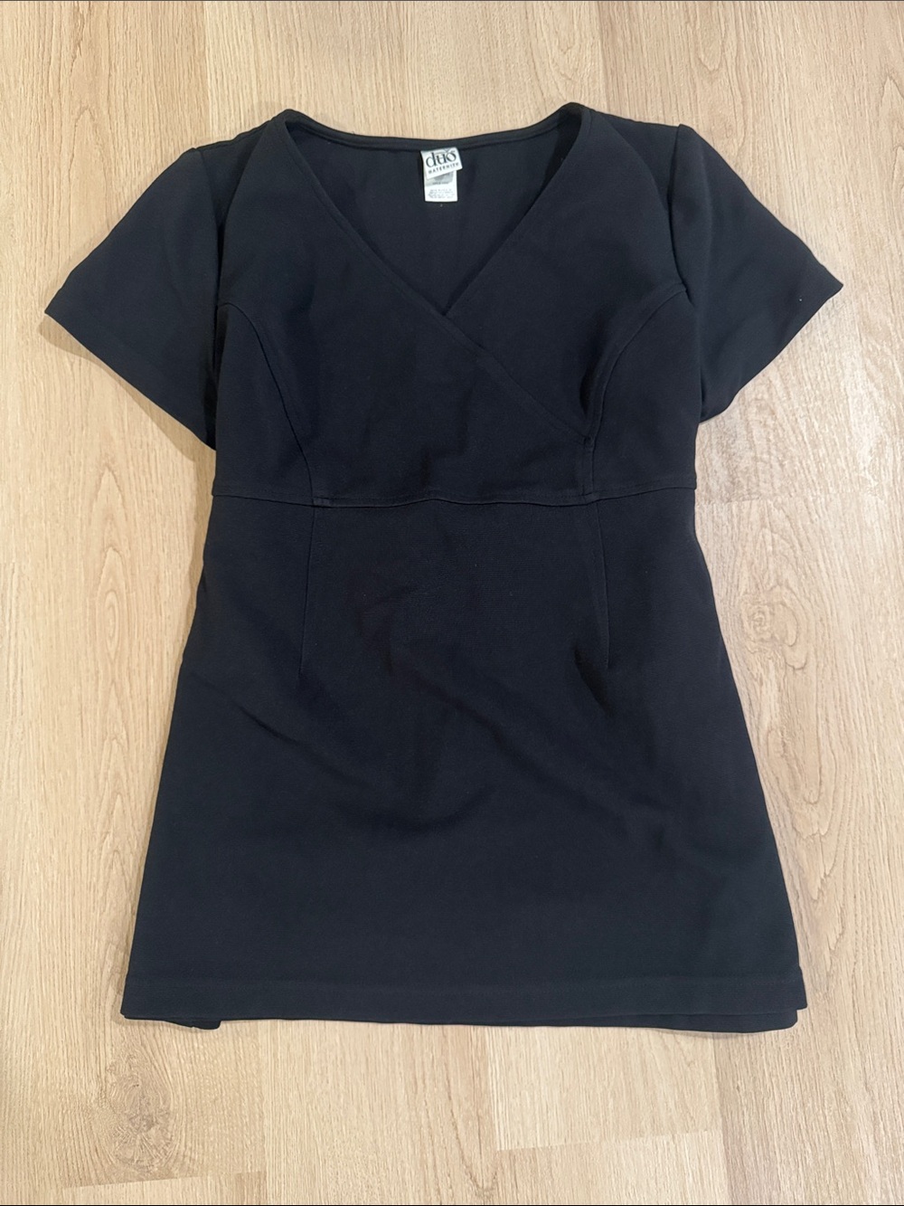 Duo Maternity Size Small Black V-Neck Blouse Top